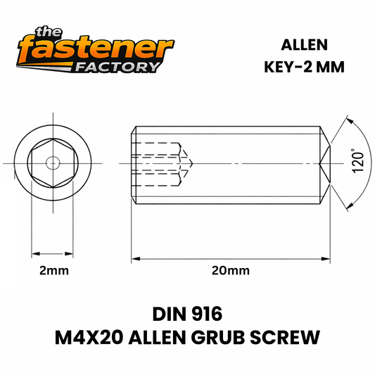 M4X20 SS 304 ALLEN GRUB SCREW DIN 916
