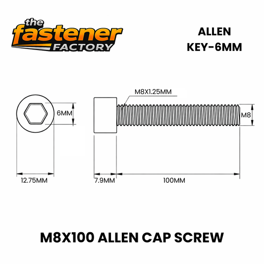 M8X100 SS 304 ALLEN CAP SCREW DIN 912