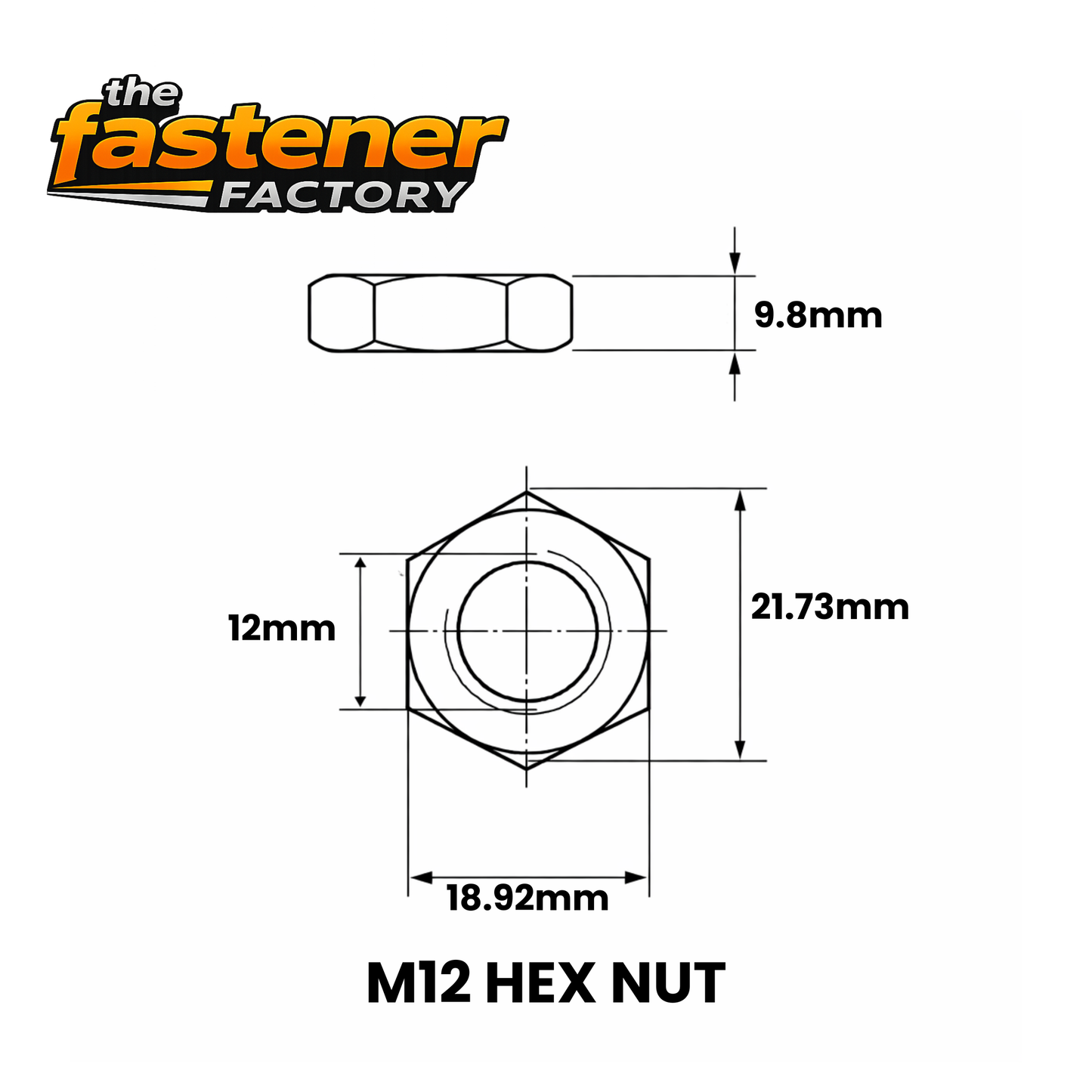 M12 SS 304 HEX NUT DIN 934