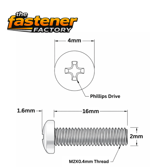 M2X16 SS 304 PAN PHILLIPS SCREW DIN 7985