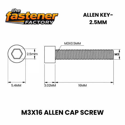 M3X16 SS 304 ALLEN CAP SCREW DIN 912
