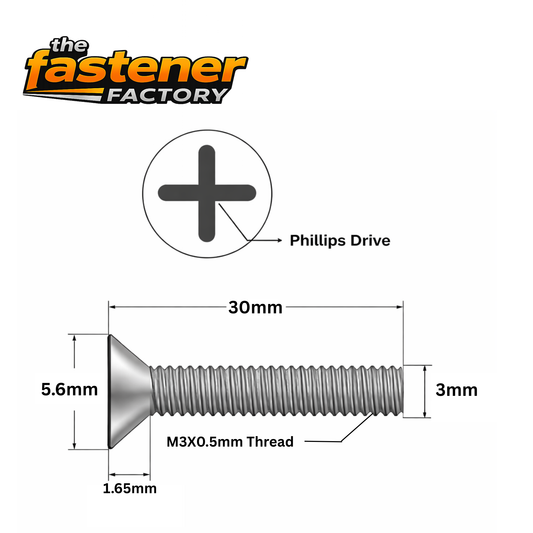 M3X30 SS 304 CSK PHILLIPS SCREW DIN 965