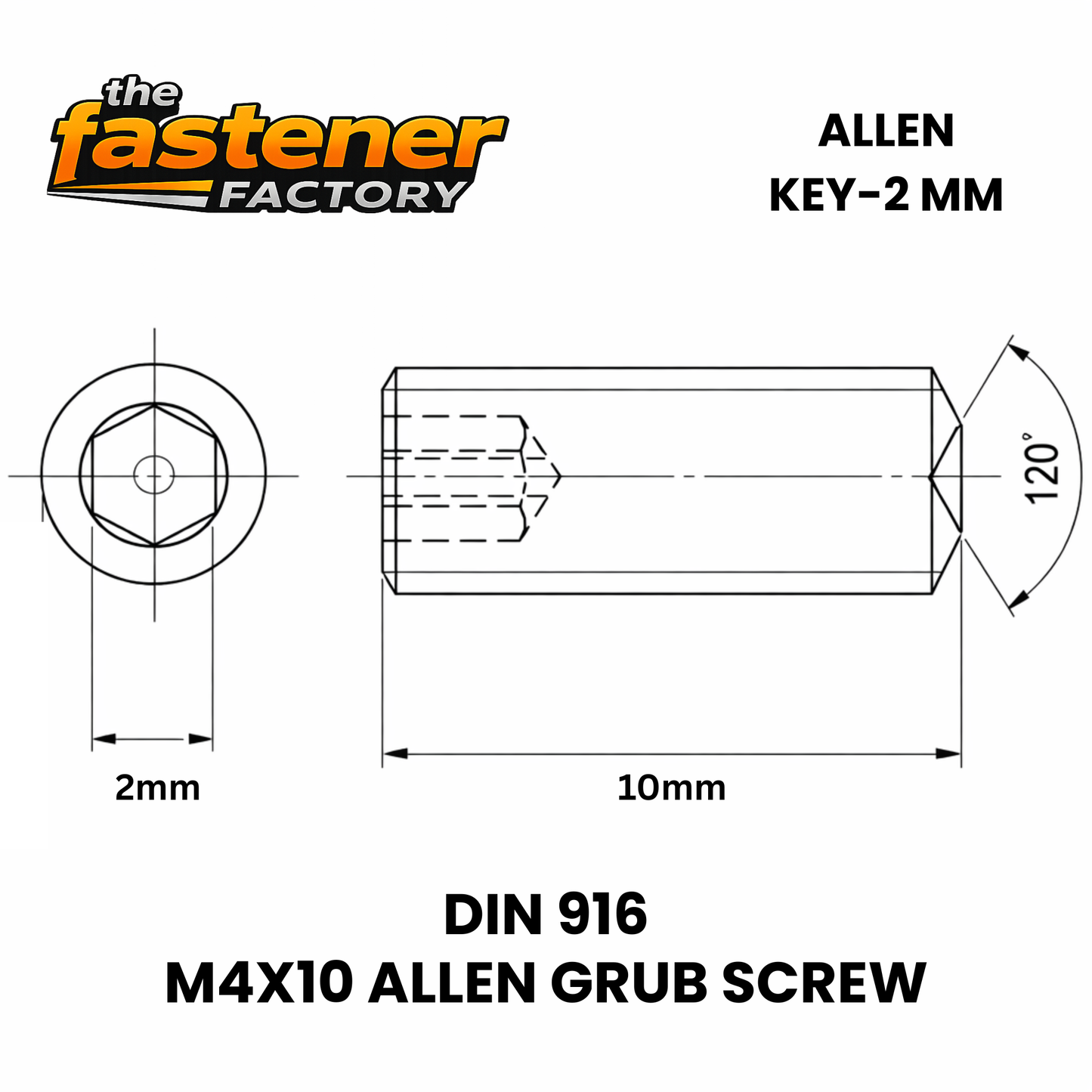M4X10 SS 304 ALLEN GRUB SCREW DIN 916