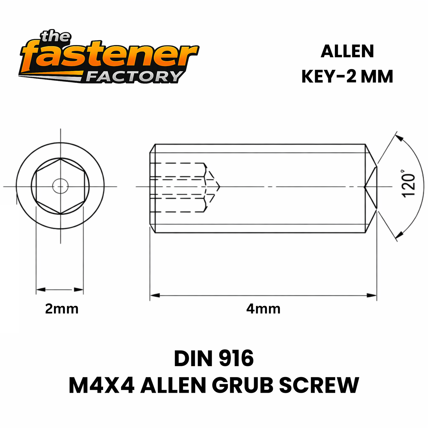 M4X4 SS 304 ALLEN GRUB SCREW DIN 916
