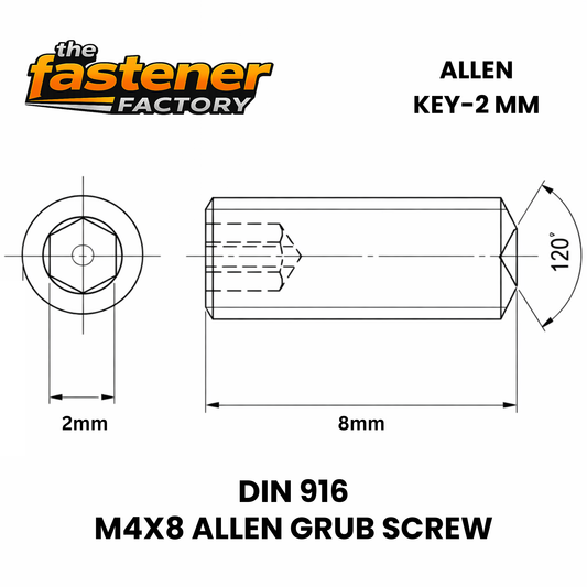 M4X8 SS 304 ALLEN GRUB SCREW DIN 916