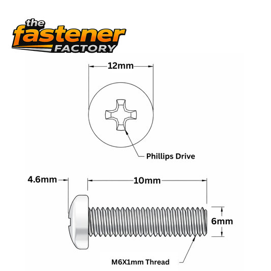 M6X10 SS 304 PAN PHILLIPS SCREW DIN 7985