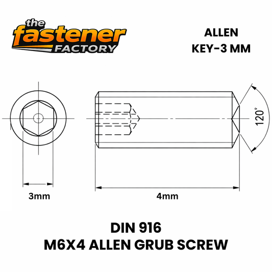 M6X4 SS 304 ALLEN GRUB SCREW DIN 916